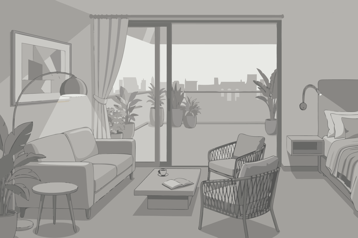 Zweibettzimmer mit Balkon und Parkblick - kostenloses Strandpaket